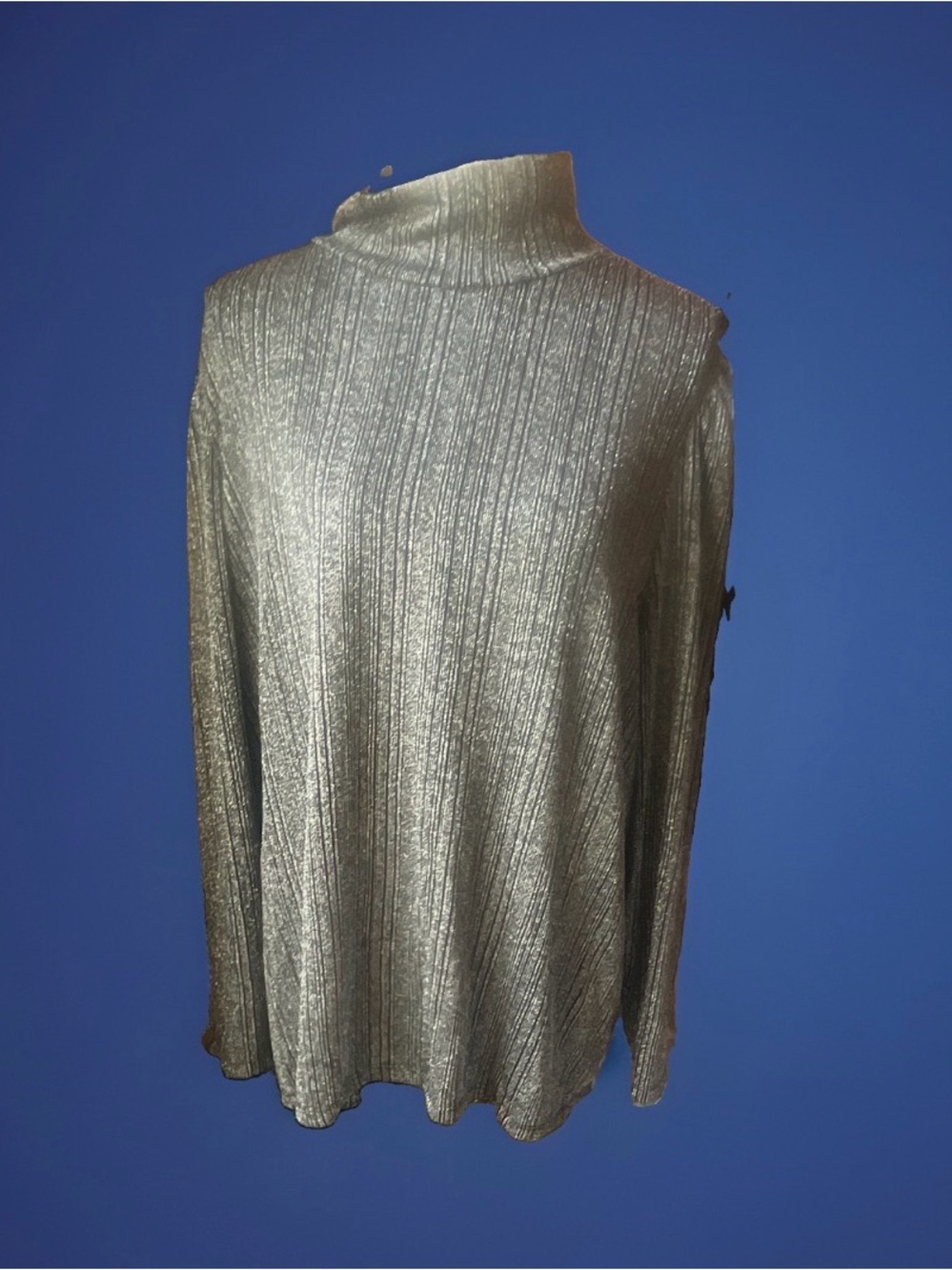Grace Metallic Mock Neck Long Sleeve Top in Silver